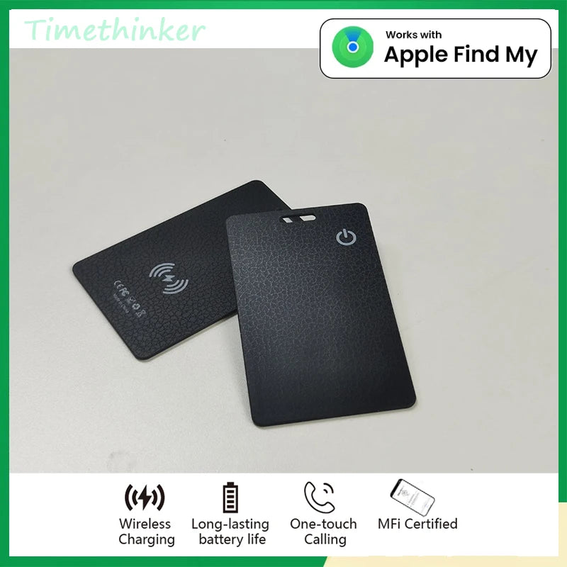 AIYATO Thin Wallet Card Tracker Wireless Charging GPS Smart Tag Air Tag Work for Apple Find My APP IOS Keys Suitcase Bag Locator