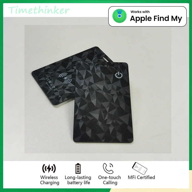 AIYATO Thin Wallet Card Tracker Wireless Charging GPS Smart Tag Air Tag Work for Apple Find My APP IOS Keys Suitcase Bag Locator