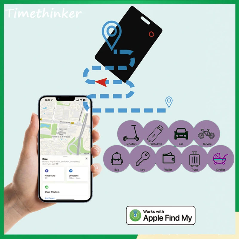 AIYATO Thin Wallet Card Tracker Wireless Charging GPS Smart Tag Air Tag Work for Apple Find My APP IOS Keys Suitcase Bag Locator