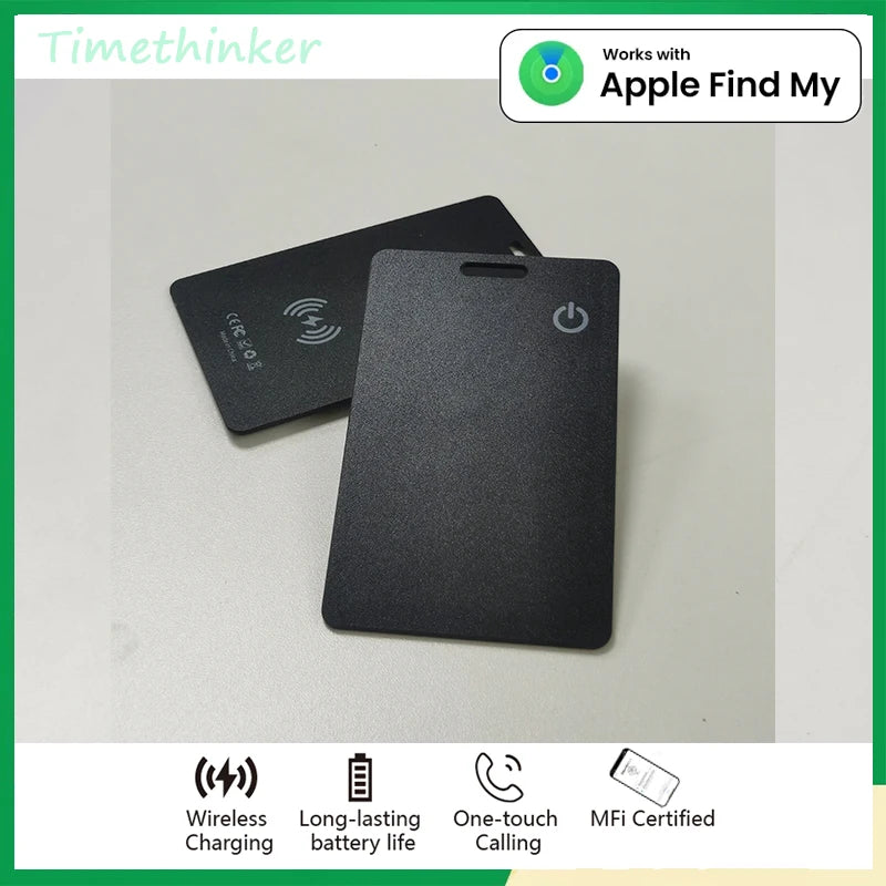 AIYATO Thin Wallet Card Tracker Wireless Charging GPS Smart Tag Air Tag Work for Apple Find My APP IOS Keys Suitcase Bag Locator